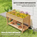 Horta Floreira de Madeira Mesa de Cultivo com Prateleira Inferior Floreira Elevada para Cultivo 110x46x76 cm Madeira
