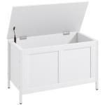 Baú de Armazenamento 95L Baú de Arrumação com Tampa Banco de Armazenamento com Dobradiça de Segurança 80x40x50 cm Branco