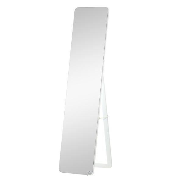 Espelho de Pé de Corpo Inteiro Retangular com 2 Formas de Uso Estrutura de Madeira de Pinho 37x43x156 cm Branco
