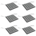 Conjunto de 6 Almofadas para Cadeiras de Jantar 40x40 cm 6 Unidades Almofadas para Cadeiras de Jardim Acolchoadas com Fitas Cinzento