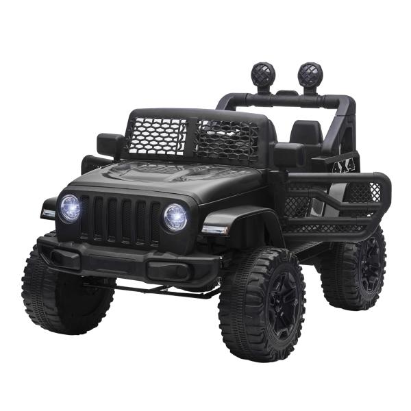 Carro Elétrico para Crianças com Bateria de 12V 2 Motores Controlo Remoto 2,4G Faróis Buzina Velocidade Ajustável 100x65x72 cm Preto