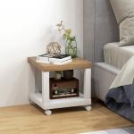 Mesa Auxiliar com Rodas Mesa Auxiliar com Prateleira Aberta para Sofá Dormitório 40x40x40 cm Branco e Madeira