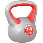 Kettlebell 14 kg Peso Russo com Revestimento de PU e Enchimento de Areia para Treinamento 26x18x32 cm Vermelho e Cinza