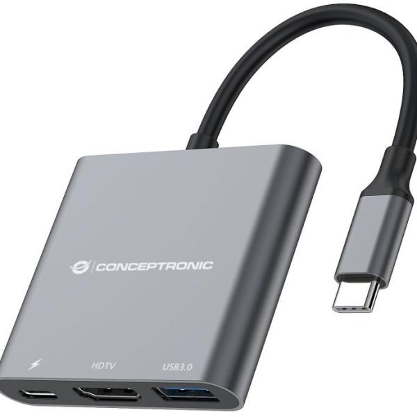 Hub USB - C 3 - EM - 1(HDMI / USB - C / USB 3.0) - CONCEPTRONIC