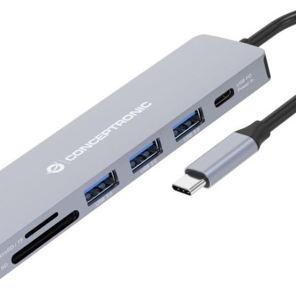 Hub USB - C 7 - EM - 1(HDMI / USB - C / USB 3.0 / SD / TF) - CONCEPTRONIC
