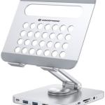 Docking Station USB - C 8 - EM - 1 c/ Suporte Dobrável p/ Tablet (Prateado) - CONCEPTRONIC