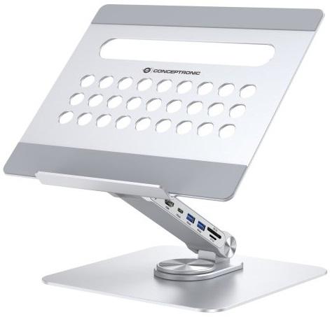 Docking Station USB - C 7 - EM - 1 c/ Suporte Dobrável p/ Tablet (Prateado) - CONCEPTRONIC