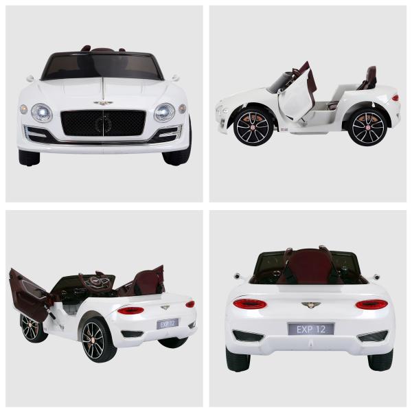 Carro elétrico infantil com licencia de Bentley GT para crianças acima de 3 anos com controle remoto 2 velocidades com faróis musica 108x60x43 cm Branco