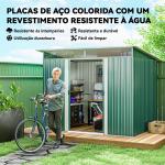 Abrigo de Jardim 4,5 m² 260x194x200 cm Abrigo Exterior Metálico com 2 Portas Deslizantes para Armazenamento de Ferramentas Verde