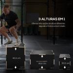 Caixa Pliométrica com 3 Alturas Diferentes para Treino de Força em Casa Ginásio CrossFit Carga 120 kg 40,5x35,5x30,5 cm Preto