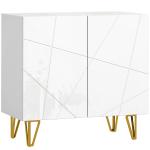 Aparador para Sala Aparador de Entrada com 2 Portas e Prateleiras Ajustáveis para Cozinha Sala 80x40x75 Branco Brilhante