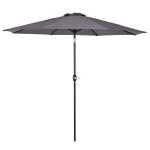 Chapéu de Sol de Jardim Ø295x250cm com Manivela Chapéu de Sol Exterior com Mecanismo de Inclinação e Mastro Desmontável de Metal para Terraço Piscina Pátio Cinza Escuro