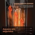 Aquecedor Elétrico Cerâmico PTC 2000W com 5 Modos, App Wi‑Fi, Chama 3D, Comando e Proteção contra Sobreaquecimento - Preto