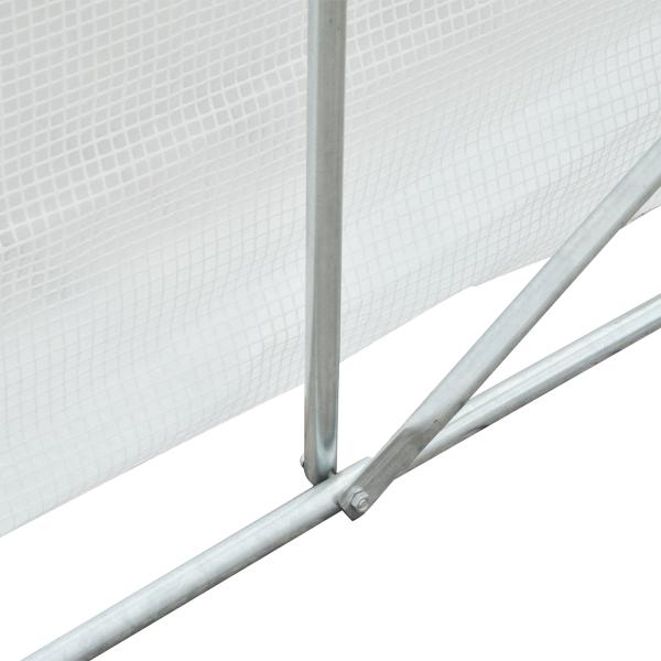 Estufa Tipo Túnel 445x299x200cm com Porta Enrolável 6 Janelas Estufa para Cultivo de Plantas Verduras Branco