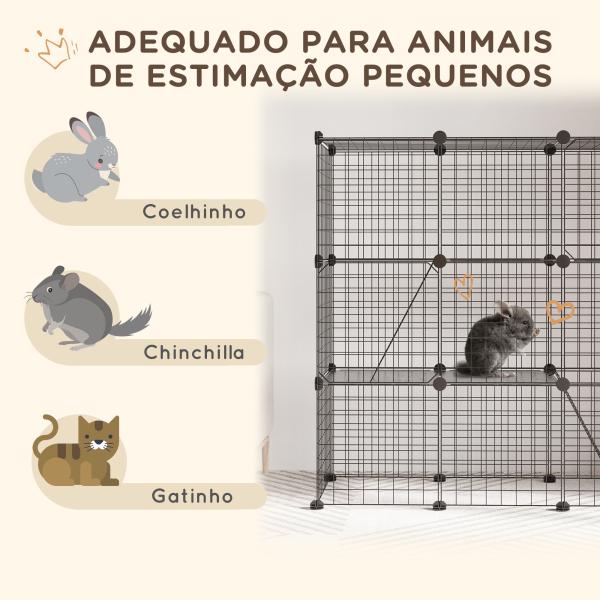 Recinto para Animais Pequenos com 31 Painéis Recinto para Animais de Estimação Personalizável com Rampas e Portas 105x45