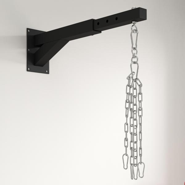 Suporte para Saco de Boxe de Parede com Distância Ajustável de 45 - 65 cm Gancho Giratório de 360° e Correntes Preto