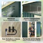 Abrigo de Jardim 2 m² 195x122x181,5 cm Abrigo de Armazenamento Metálico com Porta de Correr e 2 Janelas Verde