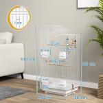 Gaiola para Passáros de Metal com Portas 4 Comedouros 3 Poleiros Baloiço Escadas e Bandeja Removível 46x36x100 cm Branco