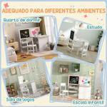 Mesa e Cadeira Infantil Mesa para Crianças com Cadeira Ardósias Dobrável Prateleiras e Rolo de Papel Branco