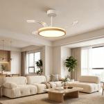 Ventoinha de Teto com Luz LED 80 W Motor DC Reversível Controlo Remoto 6 Velocidades Temporizador Ø95 cm Branco e Madeira
