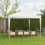 Tenda de Jardim Desmontável Tenda para Exteriores com 4 Orifícios de Drenagem e Tubo de Aço 293x293x252 cm Branco