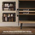 Armário de Cozinha Alto com Luzes LED RGB com 6 Portas 2 Gavetas Bancada 100x40x176 cm Preto e Madeira