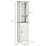 Coluna Casa de Banho com 3 Compartimentos Porta e Prateleira Ajustável 39,5x30x160 cm Branco e Madeira
