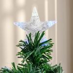 Árvore de Natal 120 cm Árvore de Natal Artificial com 130 Ramos 16 Luzes LED e Fibra Óptica Ø60x120 cm Verde