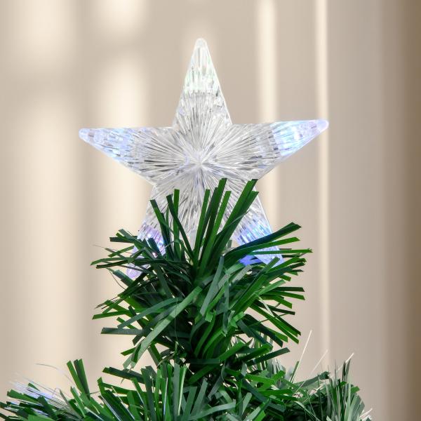 Árvore de Natal 120 cm Árvore de Natal Artificial com 130 Ramos 16 Luzes LED e Fibra Óptica Ø60x120 cm Verde