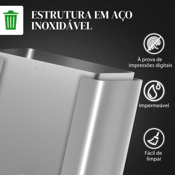 Balde de Lixo de Cozinha com 2 Compartimentos 2x20L Pedal Tampa de Fechamento Suave e Cubo Amovível Prata
