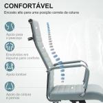 Cadeira de Escritório Giratoria 360° Inclinável com Altura Ajustável Rodas Apoio de Braços 54x62x104 - 114 cm Cinzento Claro