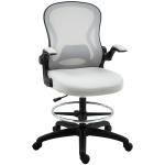 Cadeira de Escritório com Suporte Lombar Apoio para os Braços Dobrável e Altura Ajustável 59x65x102 - 122 cm Cinza