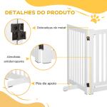 Barreira para Cães de Madeira Barreira para Animais de Estimação Dobrável de 3 Painéis com 1 Porta e Pés de Apoio 155x35,5x76 cm Branco