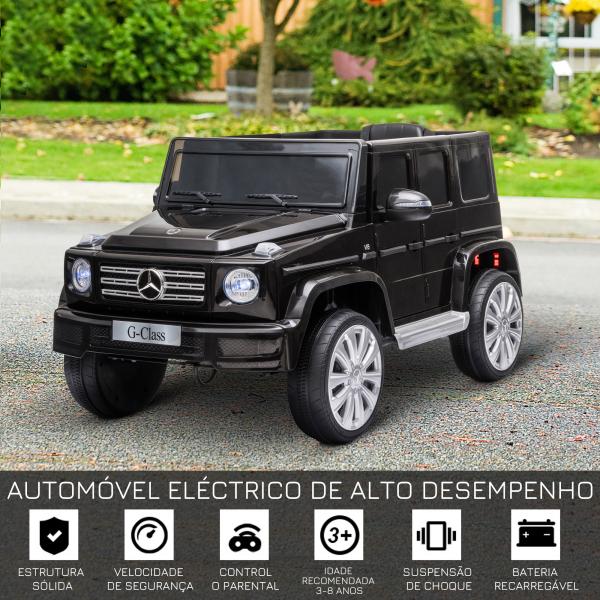 Carro Elétrico BENZ G500 Todo - o - Terreno com Bateria 12V Veículo Elétrico com Música Buzina Velocidade 3 - 5 km/h Preto