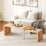 Conjunto de 2 Mesas de Centro com Pés de Metal Estilo Industrial 90x48x42 cm e 59x42x36 cm Branco e Madeira