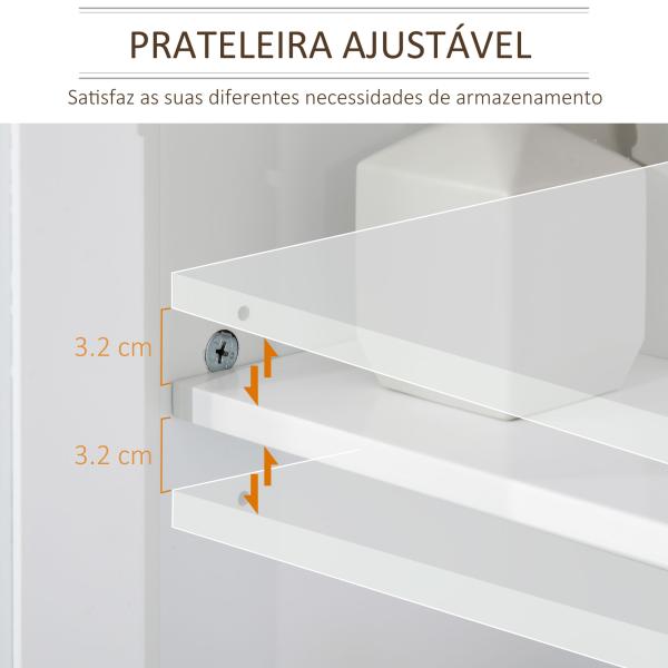 Móvel para Lavatório Pousar com 2 Portas e Prateleira Ajustável Estilo Moderno 60x30x60cm Branco e Madeira