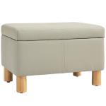 Baú de Armazenamento para Dormitório 33L Puff de Armazenamento Estofado em PU Banco de Arrumação 60x38x40 cm Cinza Claro