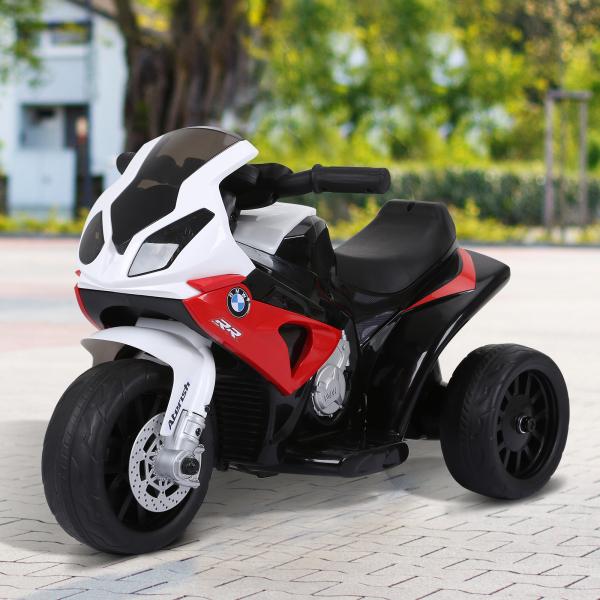Mota Elétrica BMW para Crianças entre 18 - 36 Meses 6V com Faróis Música e Velocidade Máx. de 2,5 km/h 66x37x44 cm Vermelho