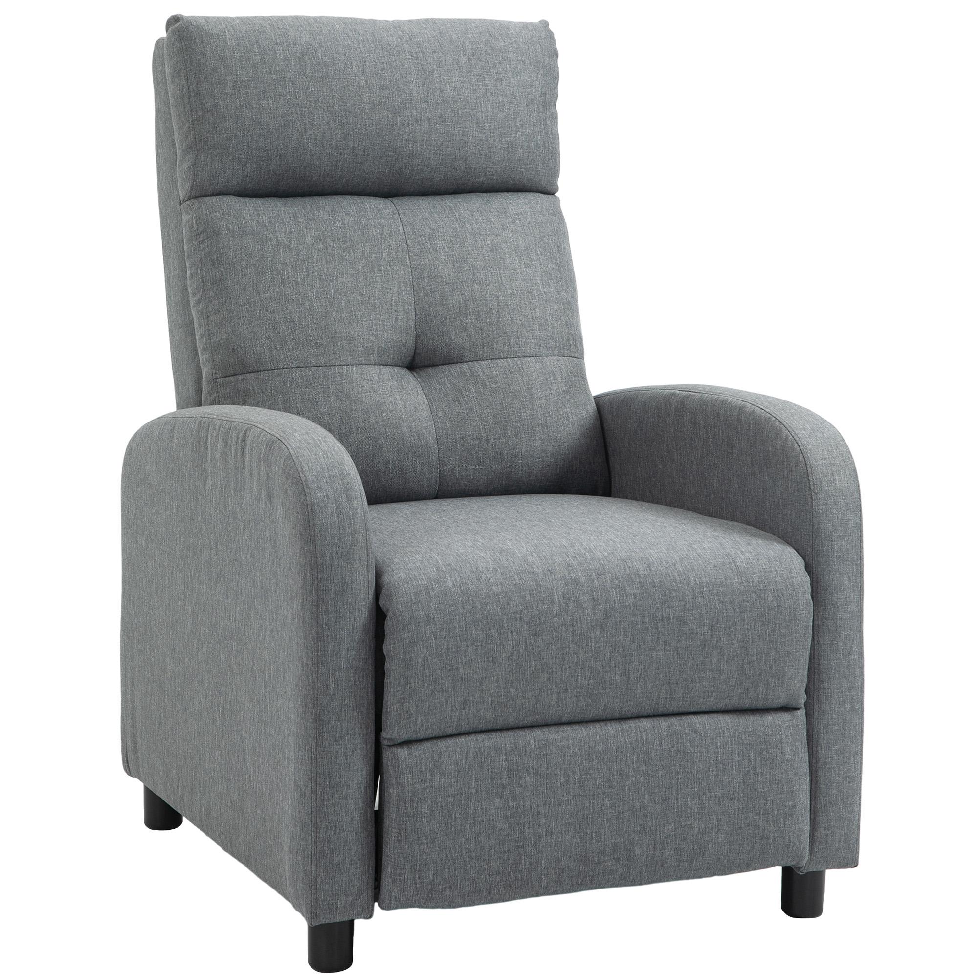 Poltrona Relax Reclinável até 155° Poltrona Reclinável Manual Estofado para Pessoas com Altura Inferior 195 cm 67x87x98 cm Cinza