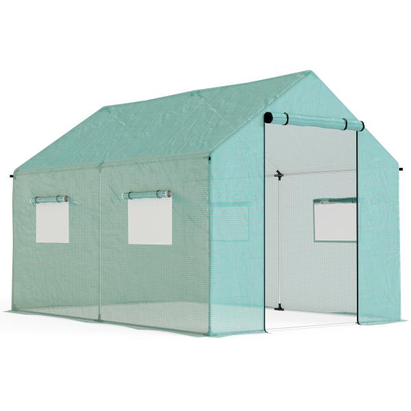 Estufa tipo Túnel 2x3x2 m Estufa de Exterior com 4 Janelas de Malha e Porta com Fecho de Correr Estufa para Cultivos Anti UV Verde