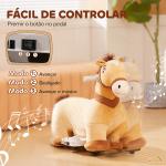Cavalo Elétrico para Crianças de 18 a 36 Meses Cavalo de Brincar Elétrico com Bateria 6V e Música 69x34x53 cm Marrom