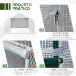 Estufa Tipo Túnel de Jardim 600x300x200cm para Cultivo de Plantas Verduras com 8 Janelas e Porta Enroláveis com Zíper Aço Branco