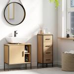 Móvel para Lavatório Pousar Móvel de Casa de Banho com Porta e Prateleira Ajustável para Lavatório com Pedestal 60x30x59,5 cm Madeira e Preto