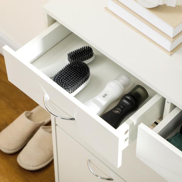Sapateira Estreito com 2 Compartimentos e 2 Gavetas para 12 Pares de Sapatos 80x30x91,5 cm Branco