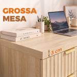 Secretária para Computador 120 cm com Gaveta Armário Reversível Prateleira Ajustável e Tampo Espesso Carvalho