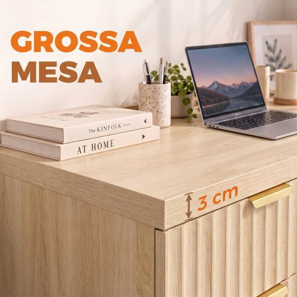 Secretária para Computador 120 cm com Gaveta Armário Reversível Prateleira Ajustável e Tampo Espesso Carvalho
