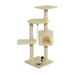 Árvore Arranhador para Gatos com 4 Níveis Poste de Sisal Caverna Plataformas e Brinquedos Divertidos 75x40x112 cm Bege