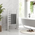 Toalheiro Elétrico de Parede ou Solo 150 W com Função de Temporizador e 8 Barras para Casa de Banho 53x35x90 cm Prata