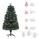 Árvore de Natal 120cm com 130 Luzes LED de Múltiplas Cores e Estrela Decorativa Ø66x120 cm Verde