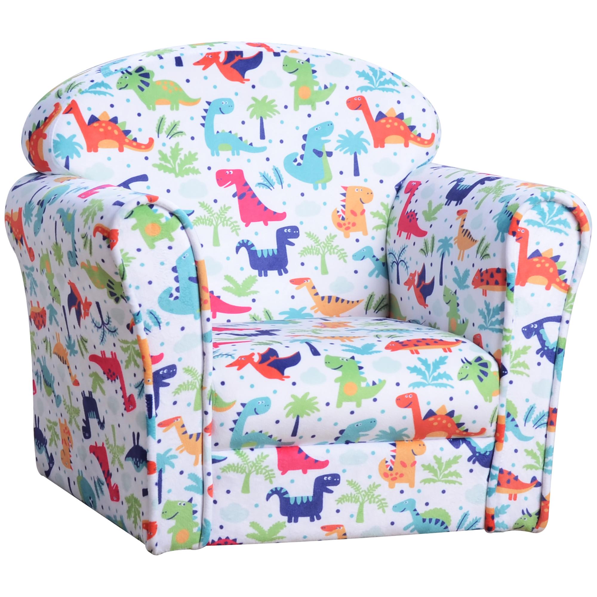Poltrona para Crianças acima de 3 Anos com Desenhos de Foguete Estrutura de Madeira e Estofado em Flanela 50x39x44 cm Multicor